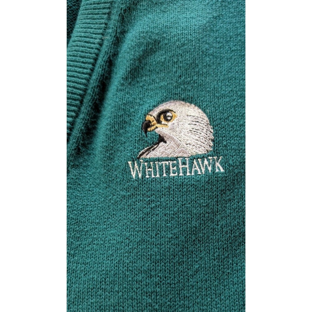 Vtg Izod Club Men L Green Sweater Vest Whitehawk Golf Made In Usa Cotton View 4